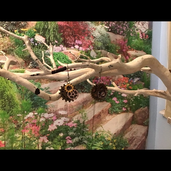 Steampunk handmade earrings silver gears metals - Picture 2 of 9